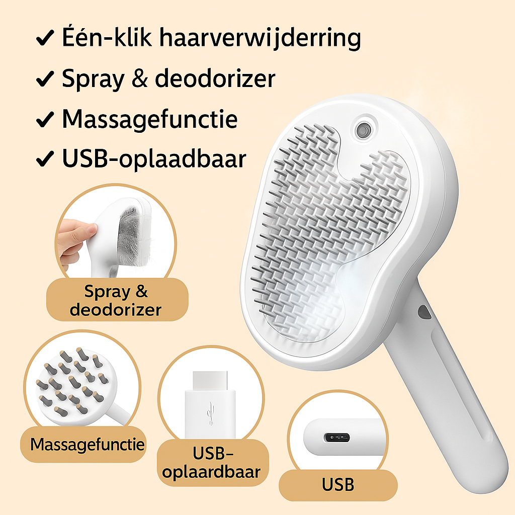 CharmPaws® Steami Pro | Professionele Vachtverzorgings Borstel voor Huisdieren