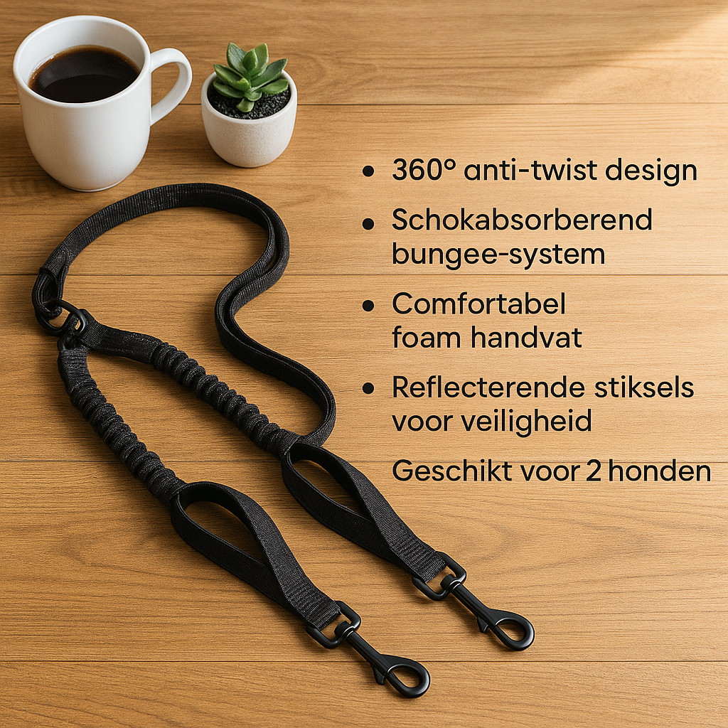 Dubbele Hondenriem – 360°  Anti- Twist