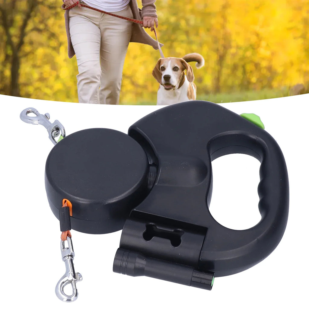 2-in-1 Uittrekbare Hondenriem met Lamp! – Eén riem, twee honden!